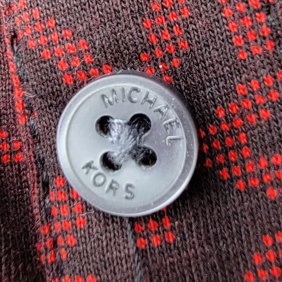 Michael Kors Men's Red & Black Signature Logo Monogram Polo Shirt Size Medium - Picture 7 of 9